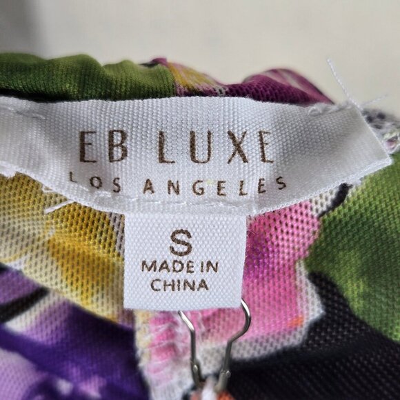 Endless Blu Luxe Size Small Ruched Floral Midi Dress Off the Shoulder Sleeve NWT - Picture 11 of 16